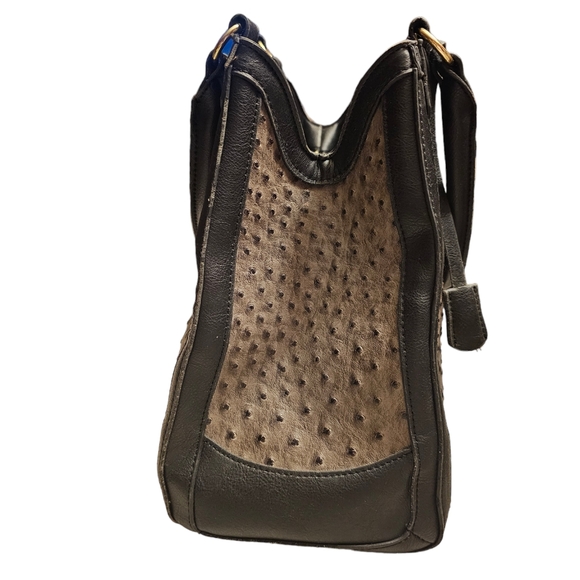 London Fog Faux Ostrich Lark Satchel - Picture 2 of 16